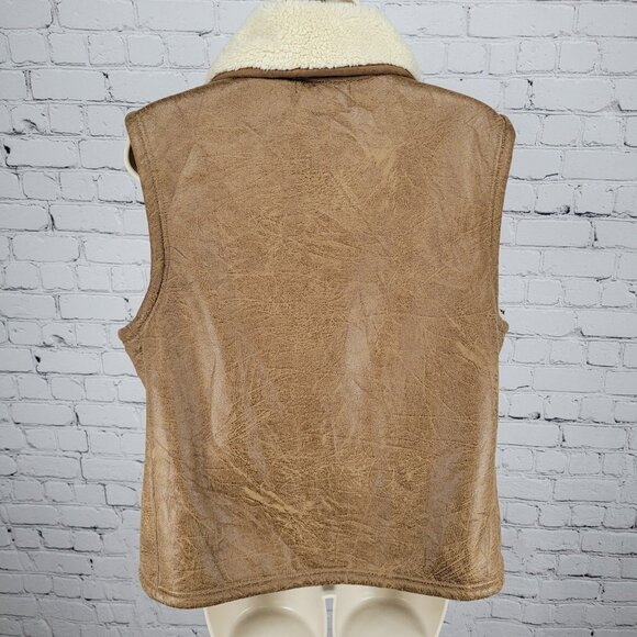 Lauren Ralph Lauren Brown Soft Shell Faux Fur Lined Full Zip Vest Jacket Size XL - Picture 2 of 12